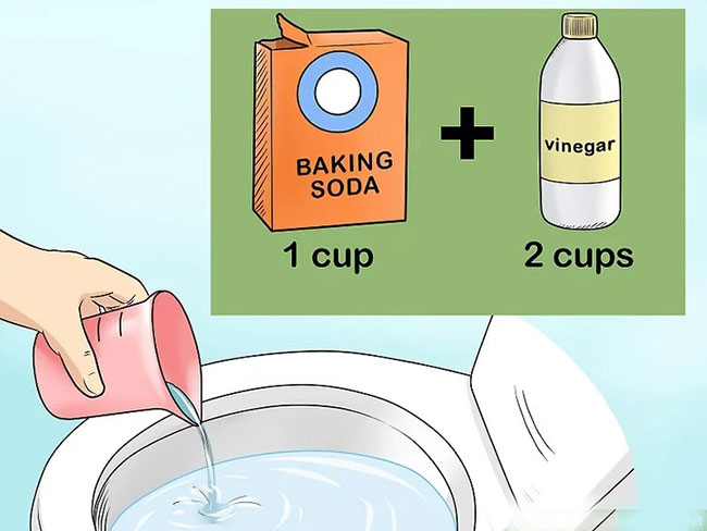 Xử lý tắc nghẽn bồn cầu bằng giấm và baking soda