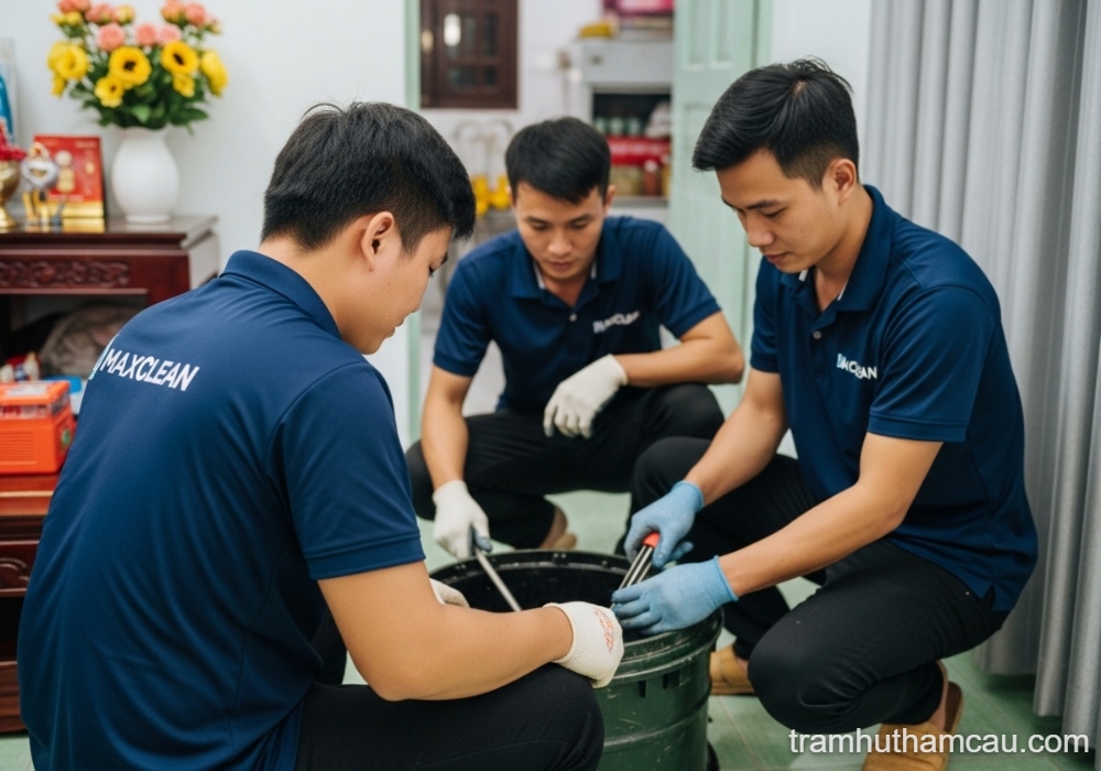 Dịch Vụ Thông Cống Nghẹt Giá Rẻ Chuyên Nghiệp Tại Maxclean 5 hình ảnh hoạt động của nhân viên Max Clean