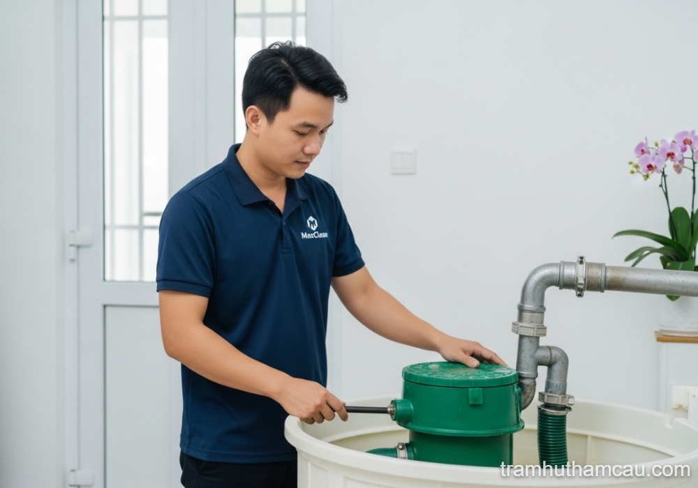 Dịch Vụ Hút Bể Phốt Giá Rẻ Chuyên Nghiệp Tại Maxclean 9 hình ảnh hoạt động của nhân viên Max Clean